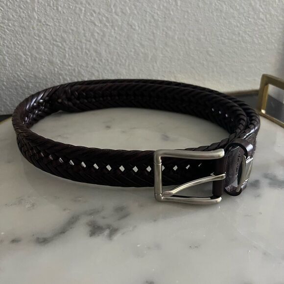 Nautica Braided Men’s Genuine Leather Belt Brown Silver Tone 34 & Black Studded - Picture 3 of 15